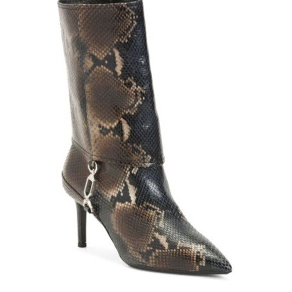 Aquatalia Made In Italy Leather Snake Print Heel Boots Nwt Size 7